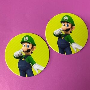 2 Standing Luigi in Lime Green Background Cardboard Game Topper